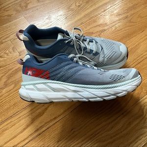 Hoka One One Clifton 6 Womens Shoes Size 10.5 Gray Blue Racing Running Sneakers